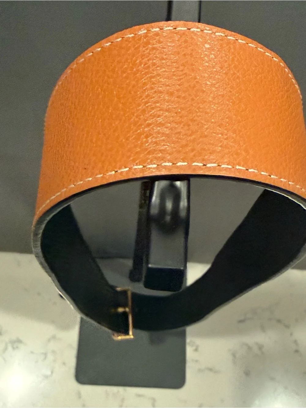 Tory Burch Brown Leather Belt with Gold Logo Buckle